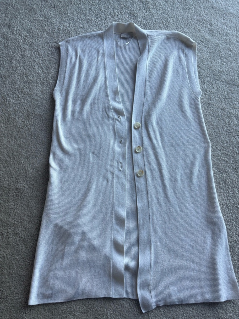 LOFT Pale Blue Sleeveless Button-Front Long Knit Vest